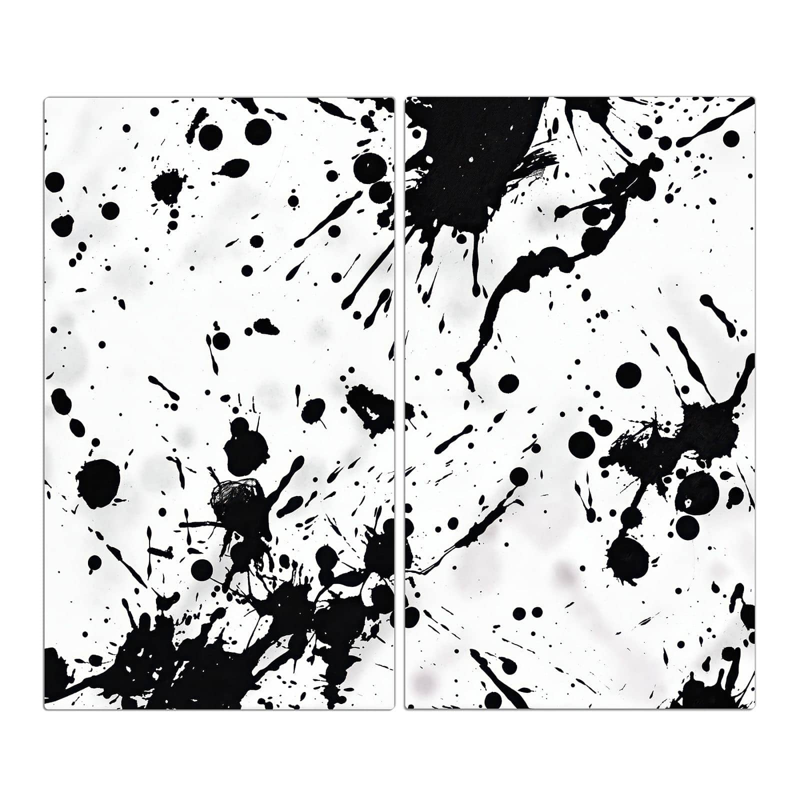 2-teilige Herdabdeckplatte mit Farbkleckse-Motiv in der Frontansicht #grösse_2-Teilig (60x52cm)