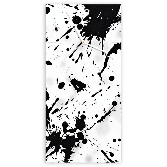 Wanduhr Farbkleckse aus Glas – Hochformat 30 × 60 cm mit Ziffernblatt Linie