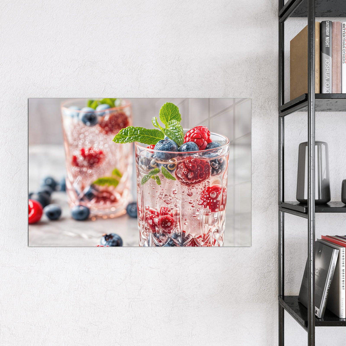 Magnettafel - Limonade mit Beeren – Beerendrinks mit Minze im Glas