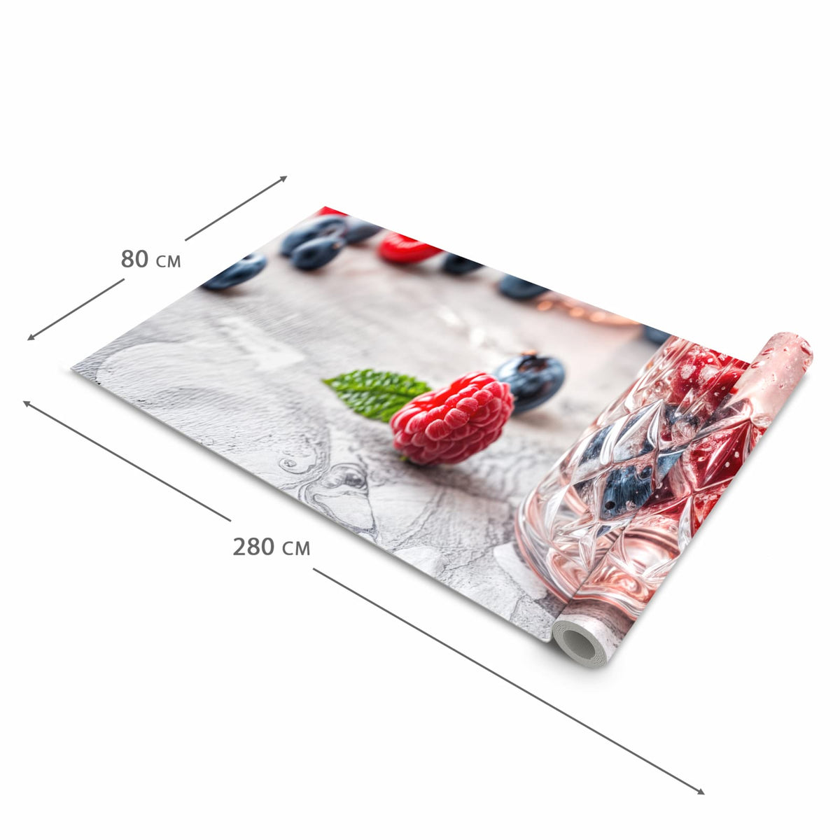 Geruchsneutraler waschbarer Küchenteppich mit Motiv Cocktail Beeren in der Grösse 60x240 cm
