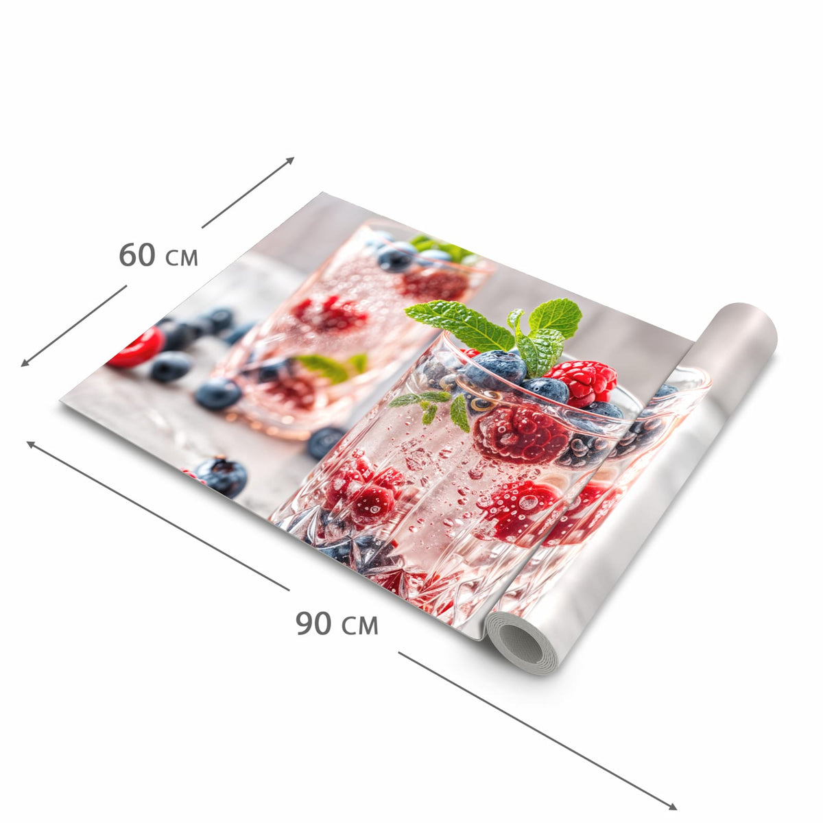 Wasserabweisender waschbarer Küchenteppich mit Motiv Cocktail Beeren in der Grösse 60x240 cm
