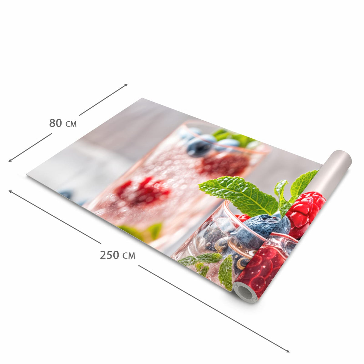 Schmutzabweisender rutschfester Küchenteppich mit Motiv Cocktail Beeren in der Größe 60x240 cm