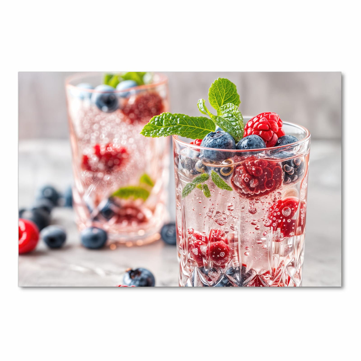 Langlebiger waschbarer Küchenläufer mit Motiv Cocktail Beeren in Frontansicht