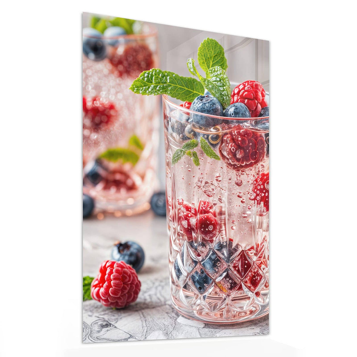 11 Größen – von 30 × 60 bis 60 × 150 cm – Wandbild - Limonade mit Beeren - Hochformat