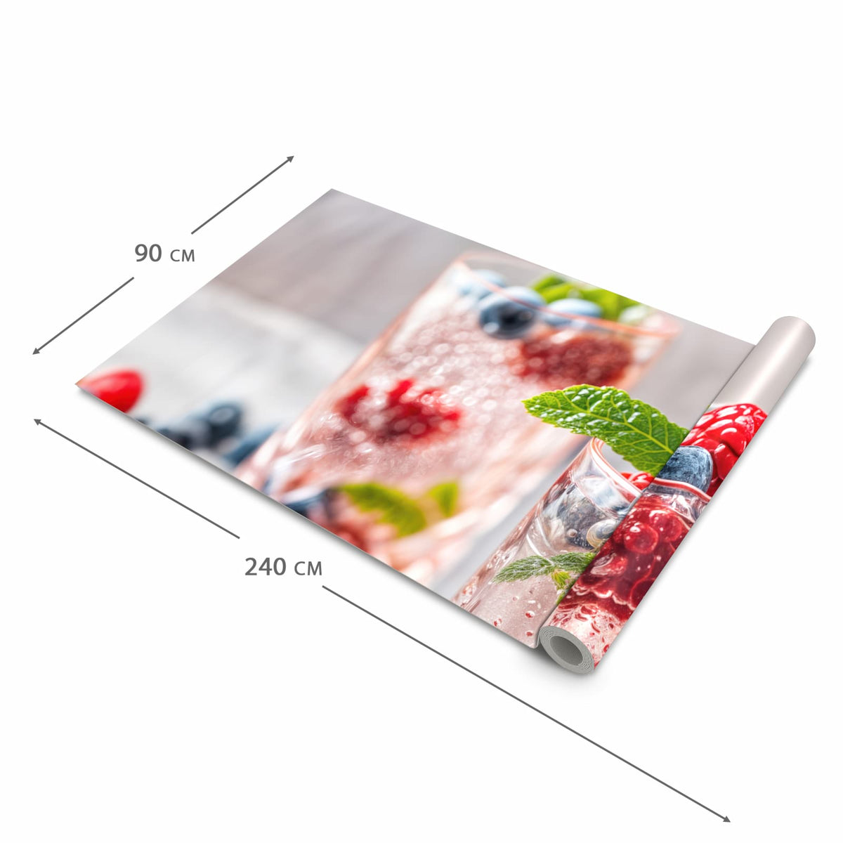 Pflegeleichter waschbarer Küchenläufer mit Motiv Cocktail Beeren in der Größe 60x240 cm