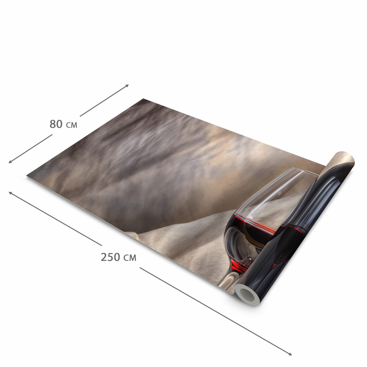 Bodenschonender Teppich fürs Esszimmer mit Motiv Wein mit Glas in der Größe 60x240 cm