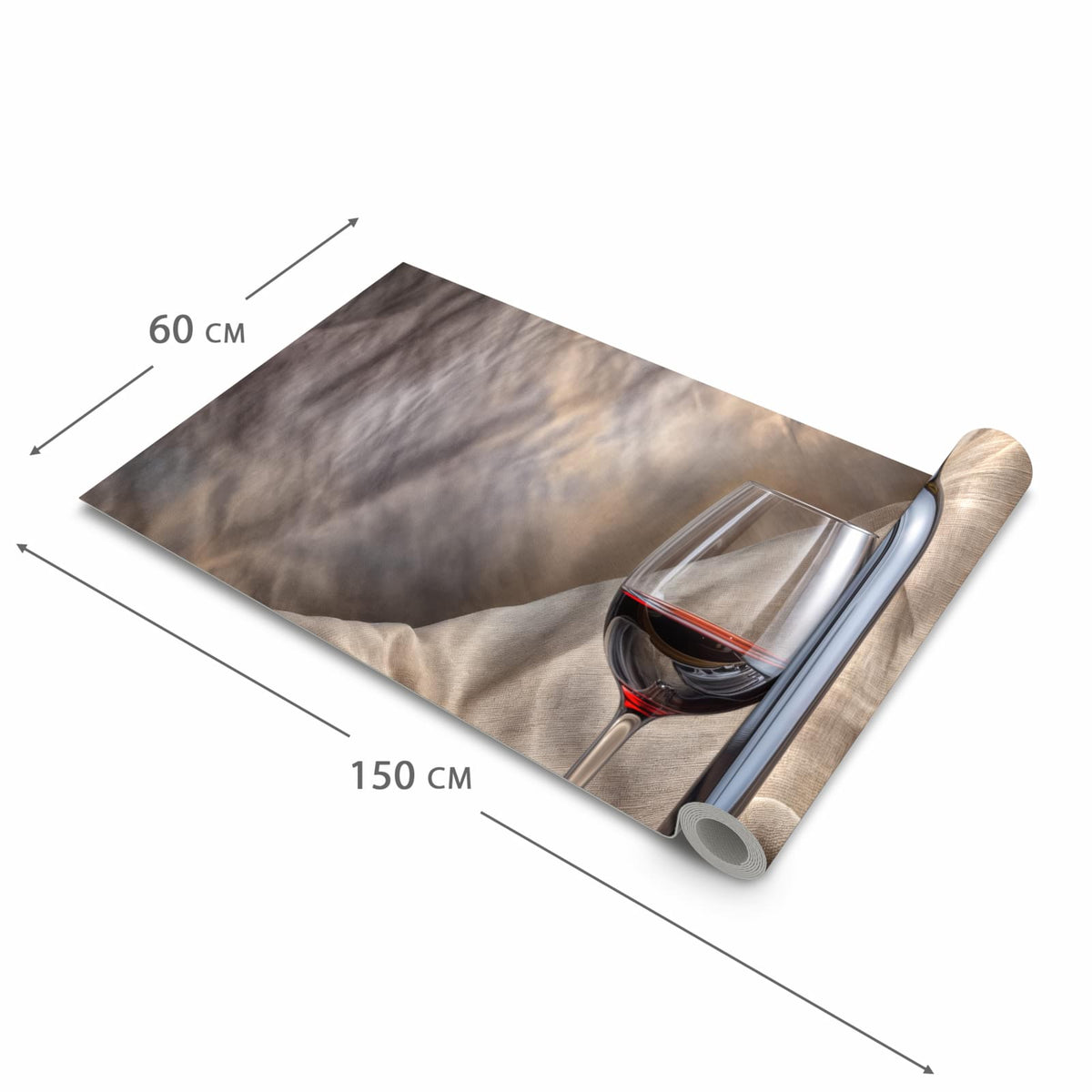 Waschbarer Küchenläufer mit Motiv Wein mit Glas in der Größe 60x240 cm für angenehme Haptik