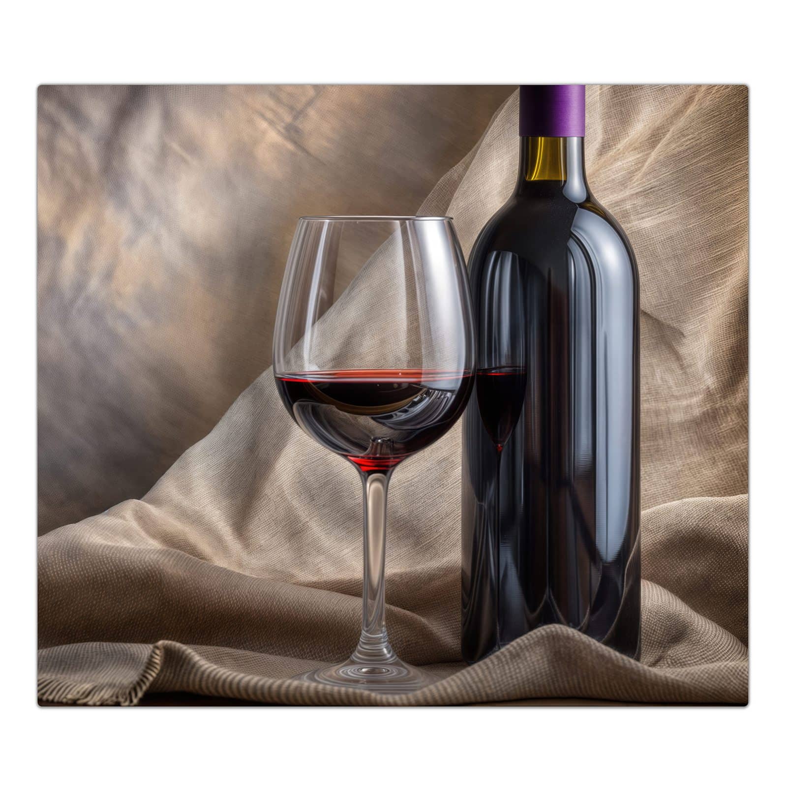 1-teilige Herdplattenabdeckung mit Wein mit Glas-Motiv in der Frontansicht #grösse_1-Teilig (60x52cm)