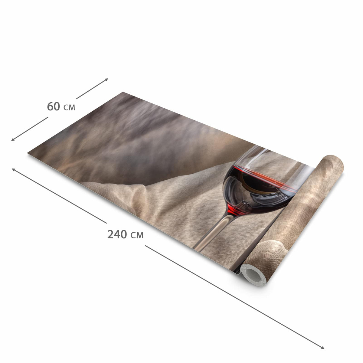 Strapazierfähiger Läufer für den Eingangsbereich mit Motiv Wein mit Glas in der Größe 60x240 cm