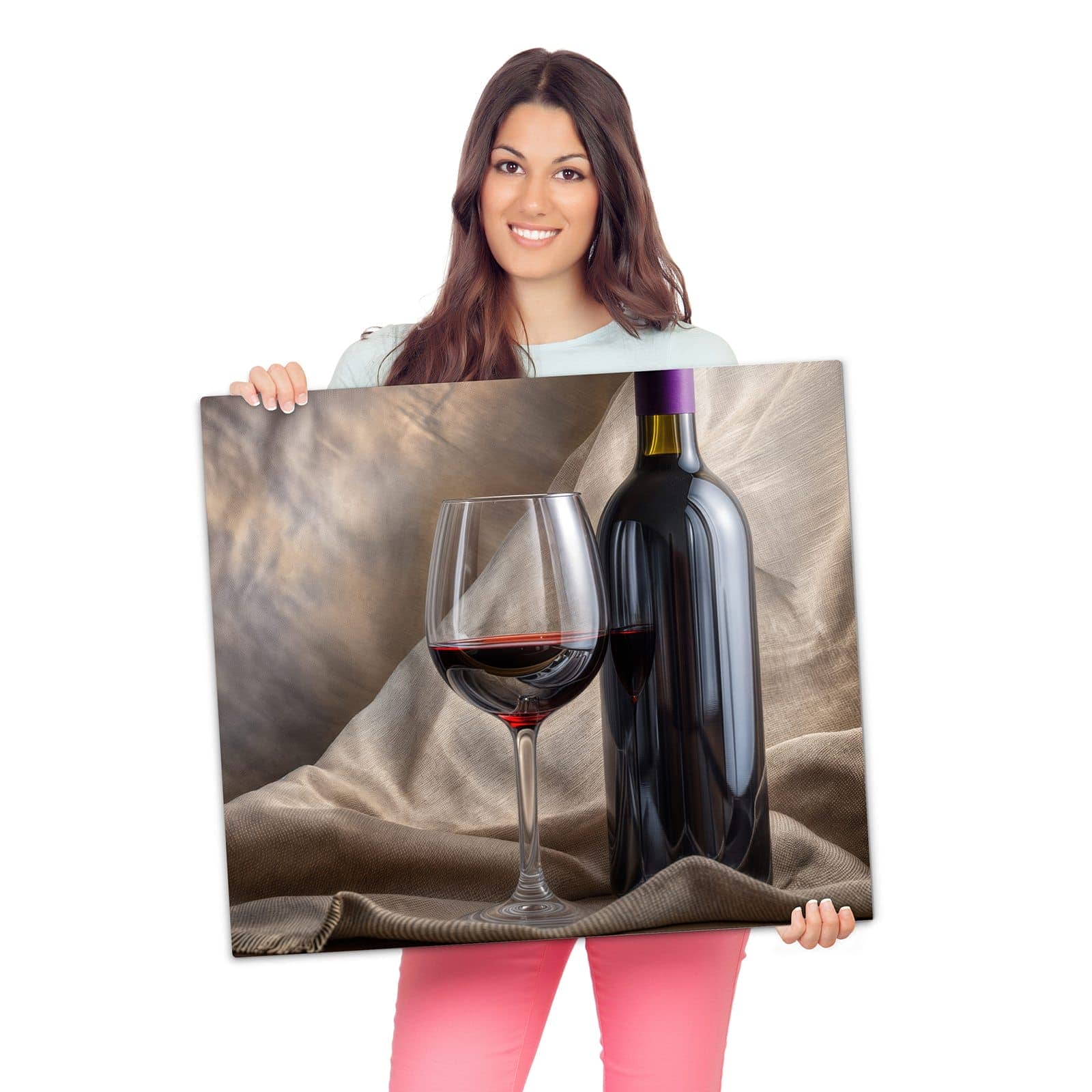 Ceranfeld Abdeckplatten mit Wein mit Glas-Motiv werden zur Größendarstellung gehalten