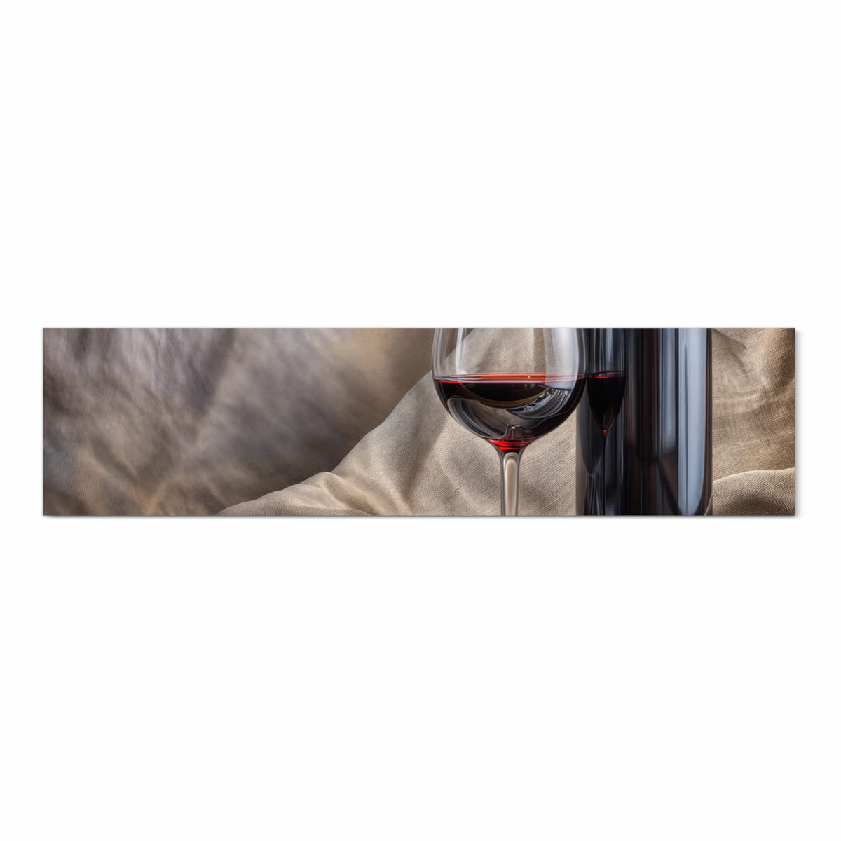Bodenschonender Küchenteppich mit Motiv Wein mit Glas in Frontansicht