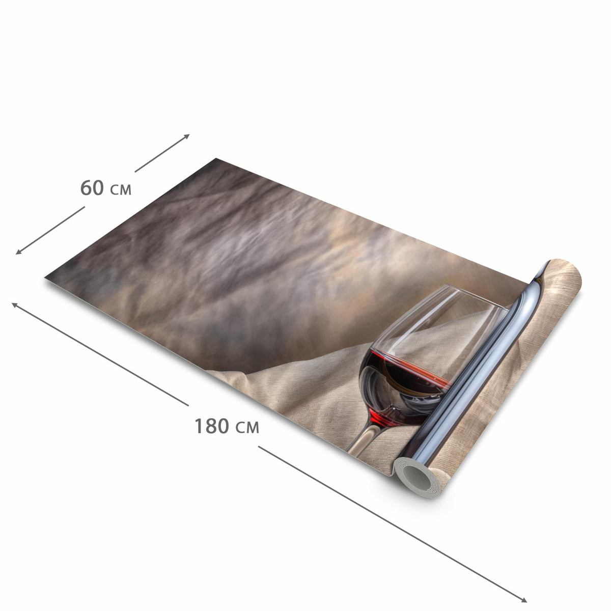 Hygienischer Küchenläufer mit Motiv Wein mit Glas in der Größe 60x240 cm für den Flur