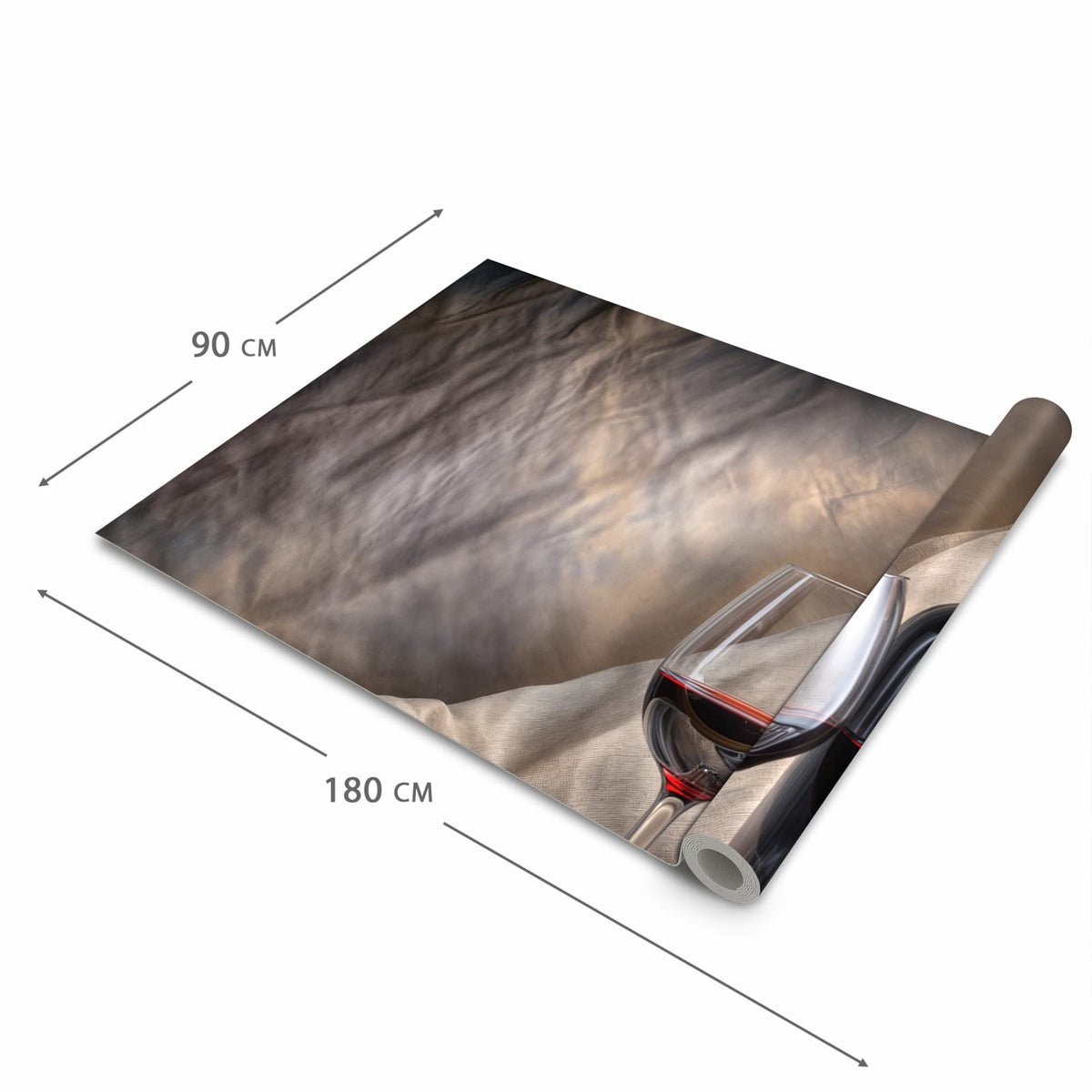 Farbbeständiger Bodenläufer mit Motiv Wein mit Glas in der Grösse 60x240 cm