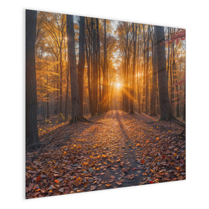 Magnettafel mit dem Motiv Sonne im Herbstwald
