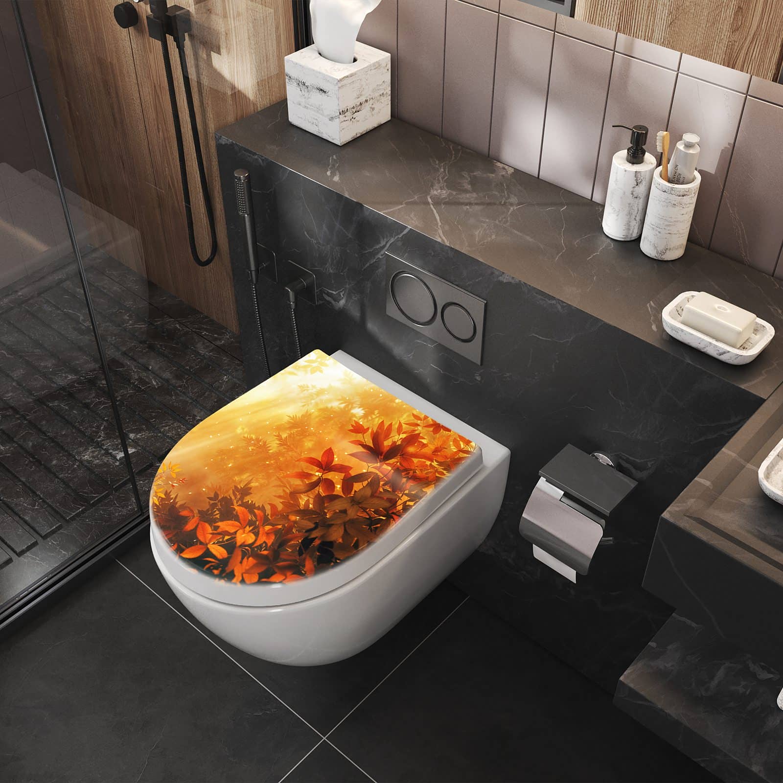 WC-Sitz mit Absenkautomatik Herbstlicher Wald