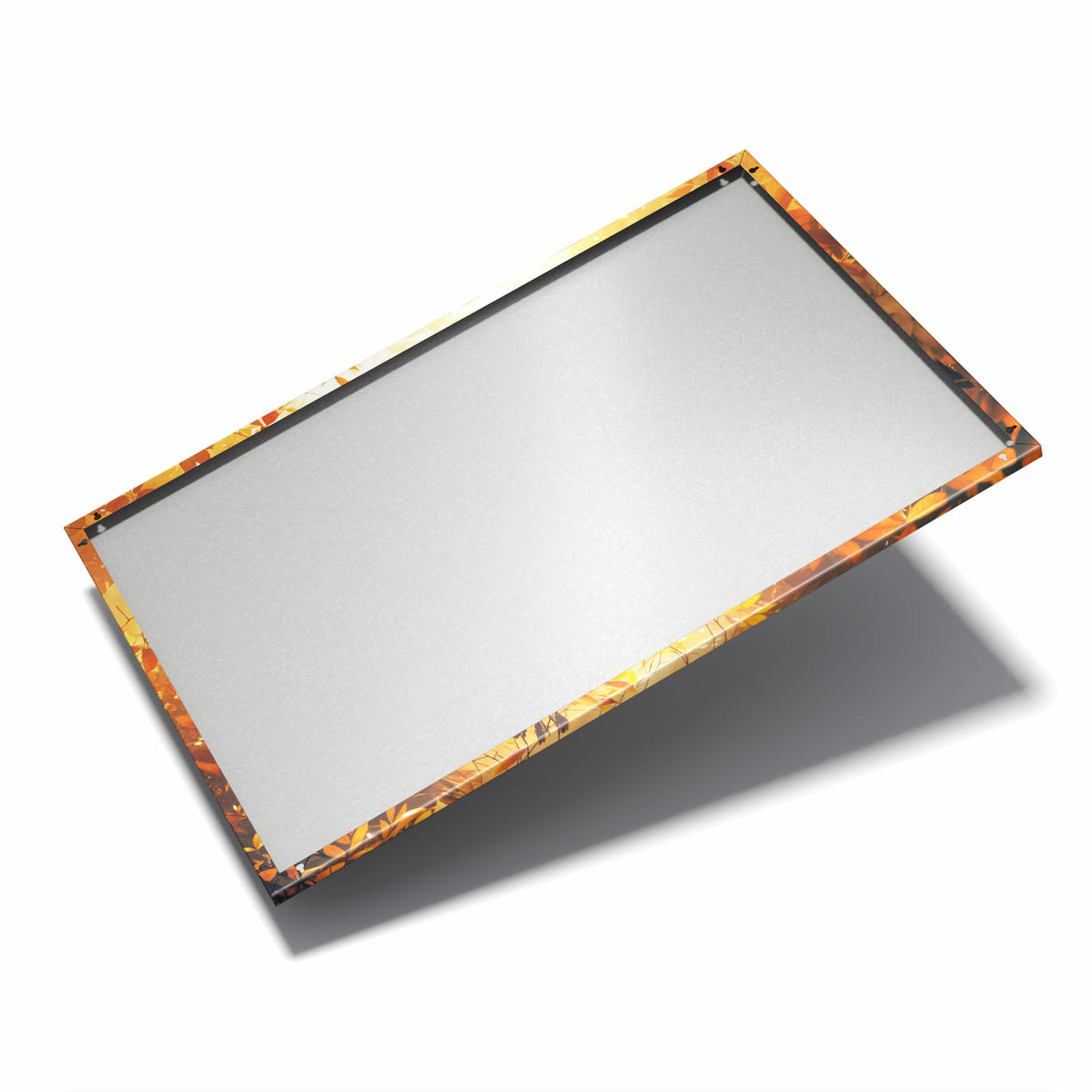 Nur 7 mm – liegt eng an der Wand – Metall Magnettafel - Herbstwald im Gegenlicht