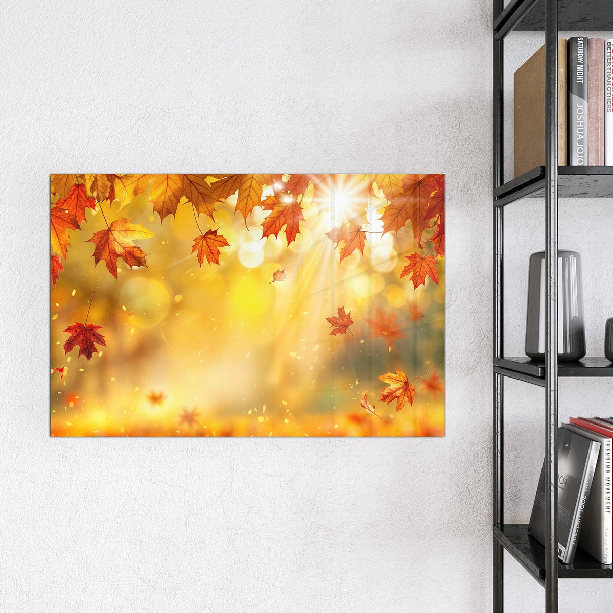9 Größen – von 30 × 30 bis 120 × 90 cm – Magnettafel - Sonne im Ahornlaub