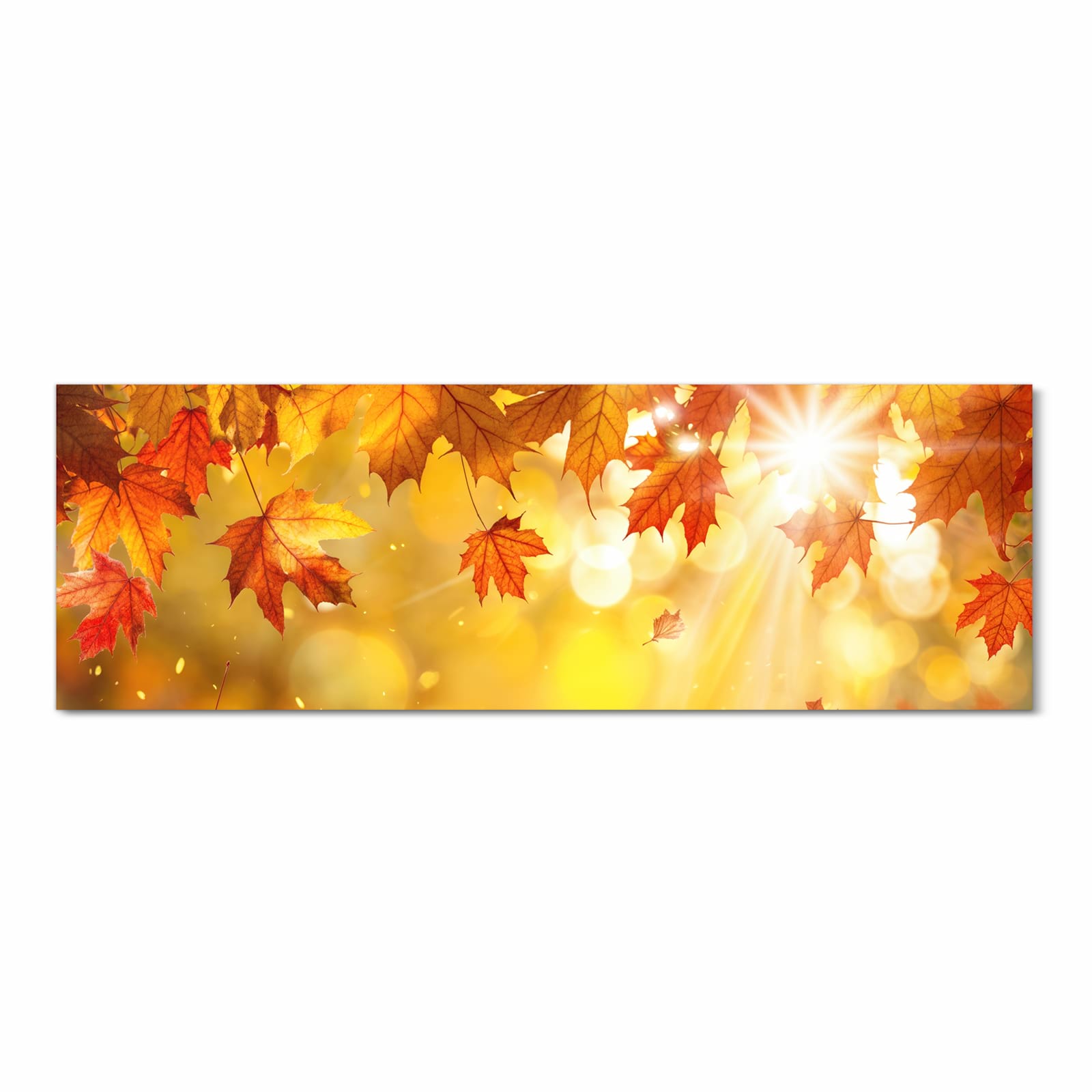 Waschbarer rutschfester Küchenteppich mit Motiv Herbstblätter Sonne in Frontansicht