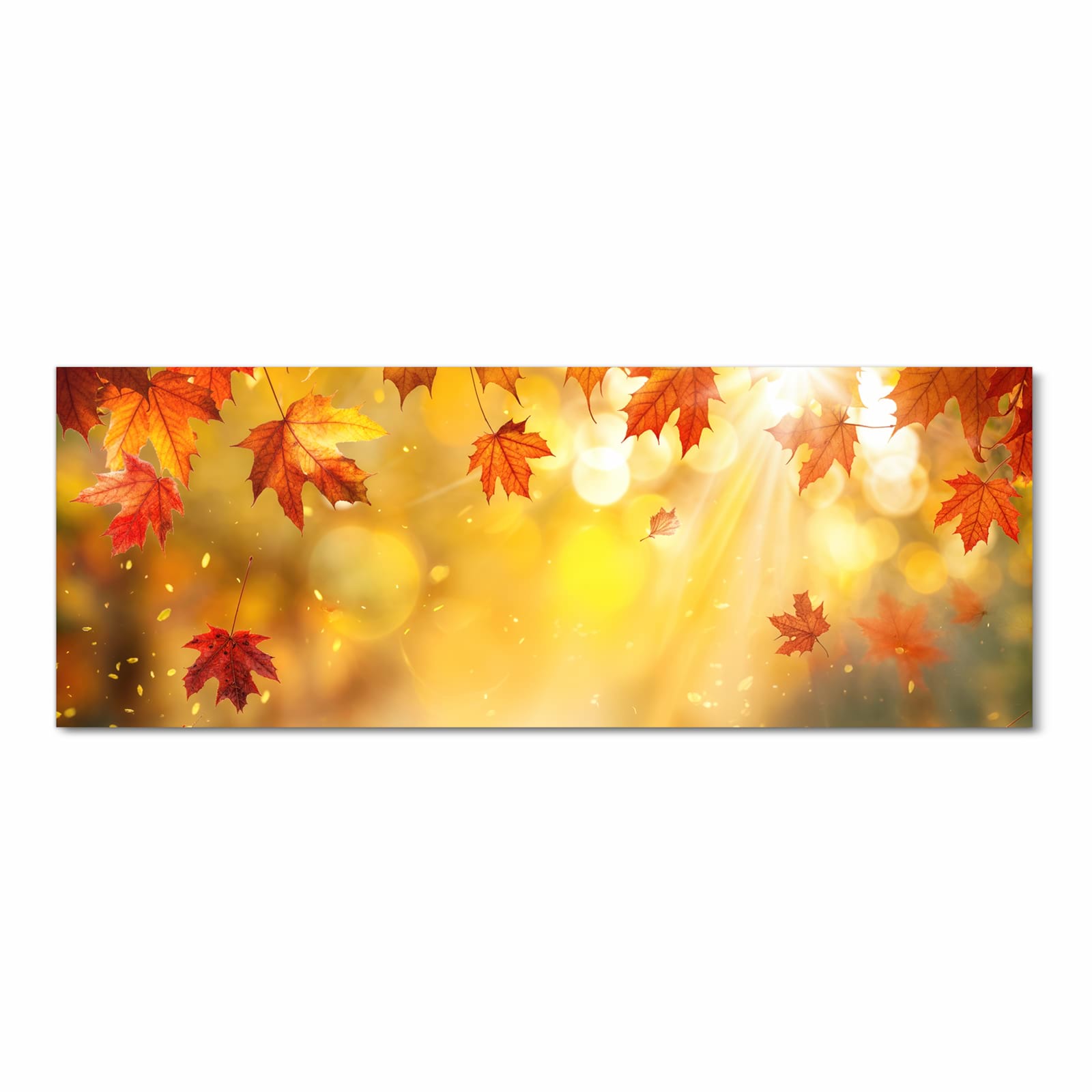 Formstabiler waschbarer Küchenteppich mit Motiv Herbstblätter Sonne in Frontansicht