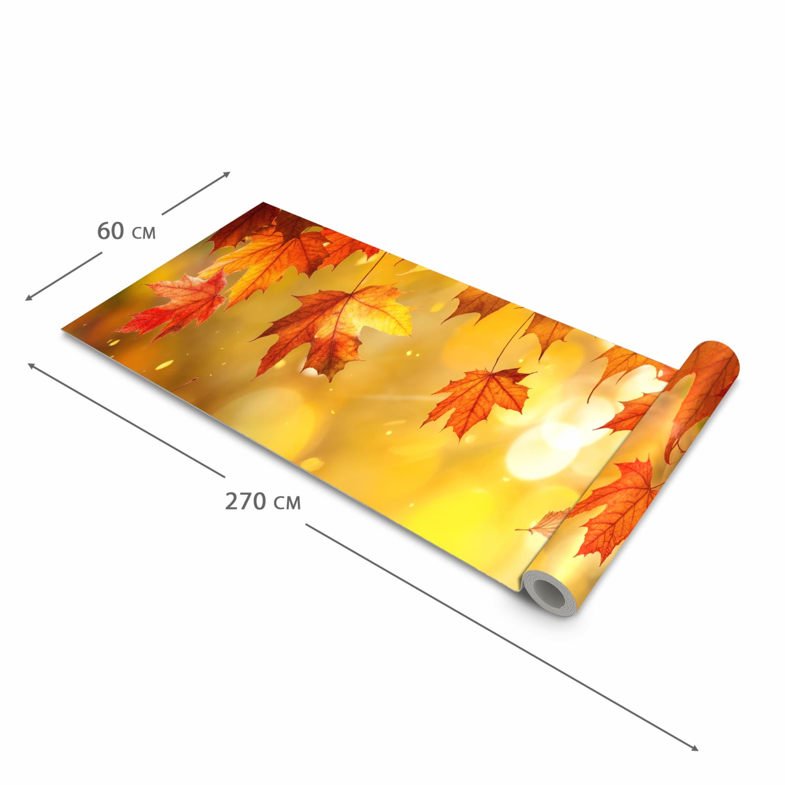 Schmutzabweisender waschbarer Küchenteppich mit Motiv Herbstblätter Sonne in der Grösse 60x150 cm