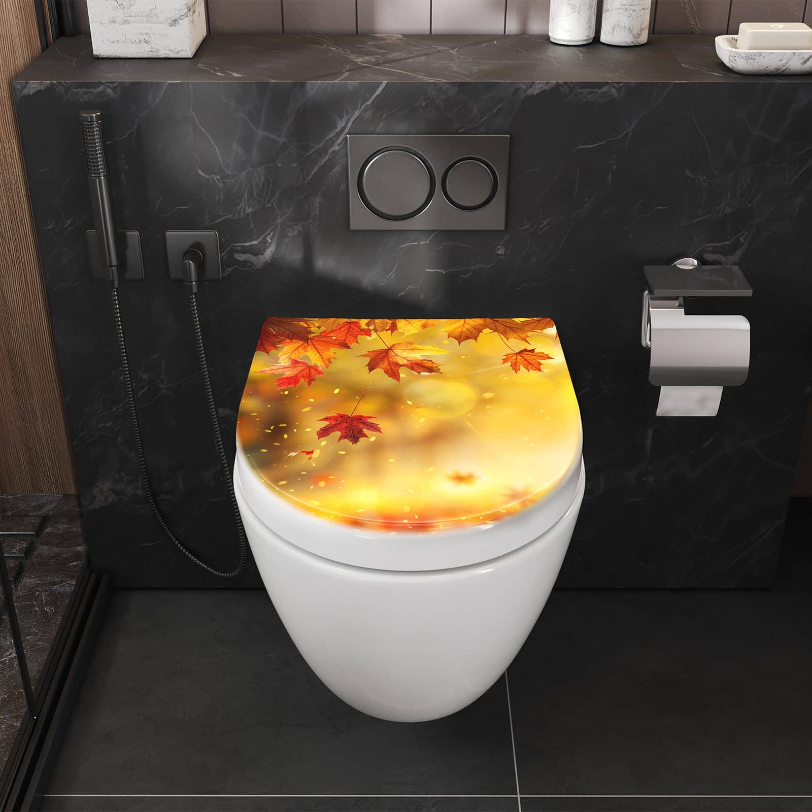 WC-Sitz mit Absenkautomatik Herbstblätter Sonne