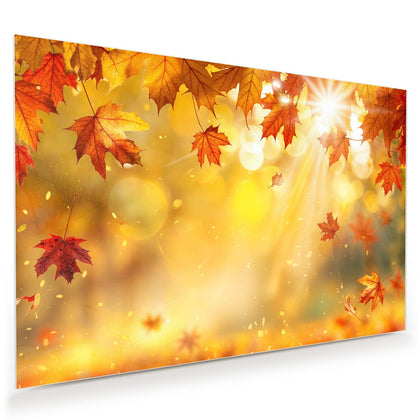 Wandbild mit dem Motiv Sonne im Ahornlaub