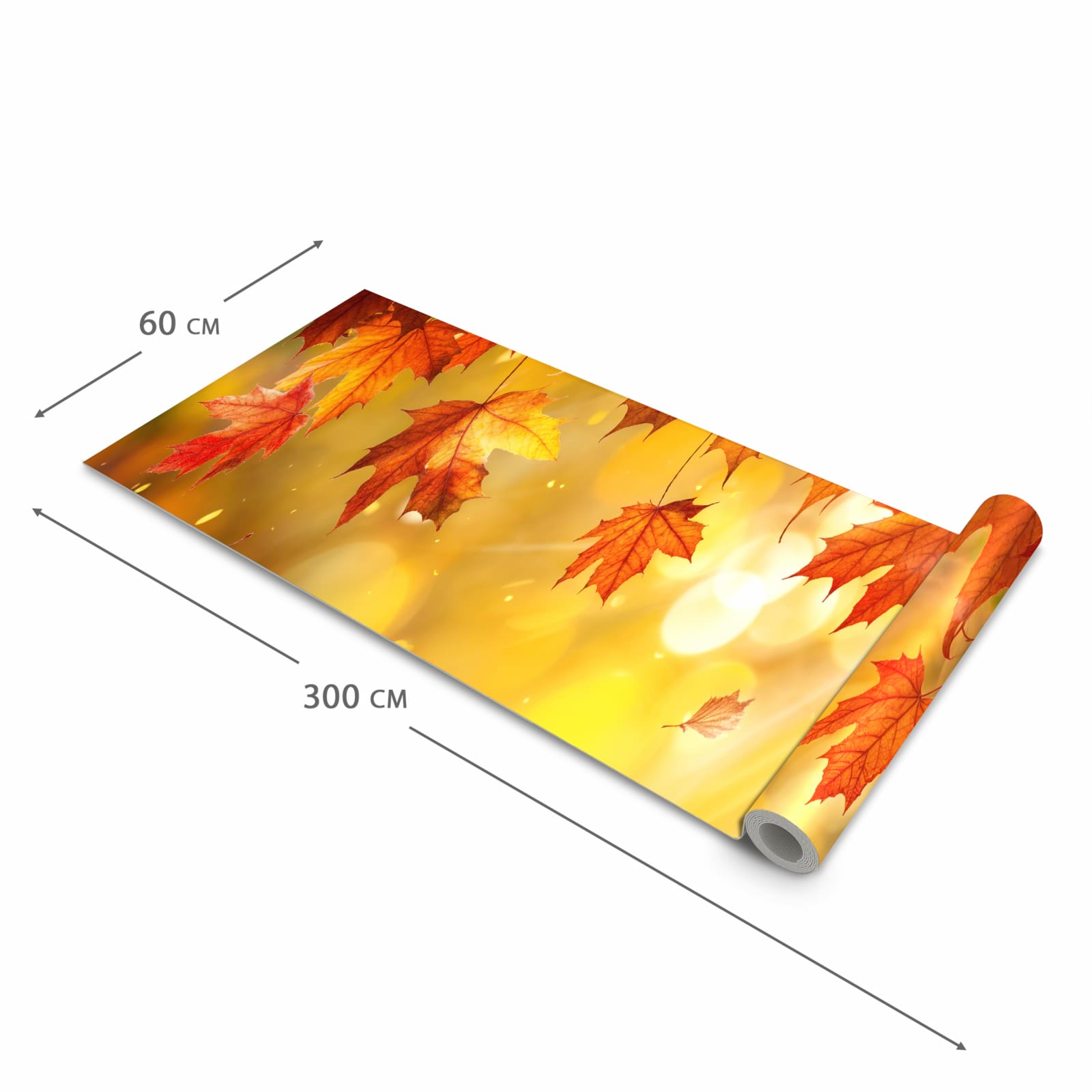 Geruchsneutraler großer Küchenteppich mit Motiv Herbstblätter Sonne in der Größe 60x150 cm