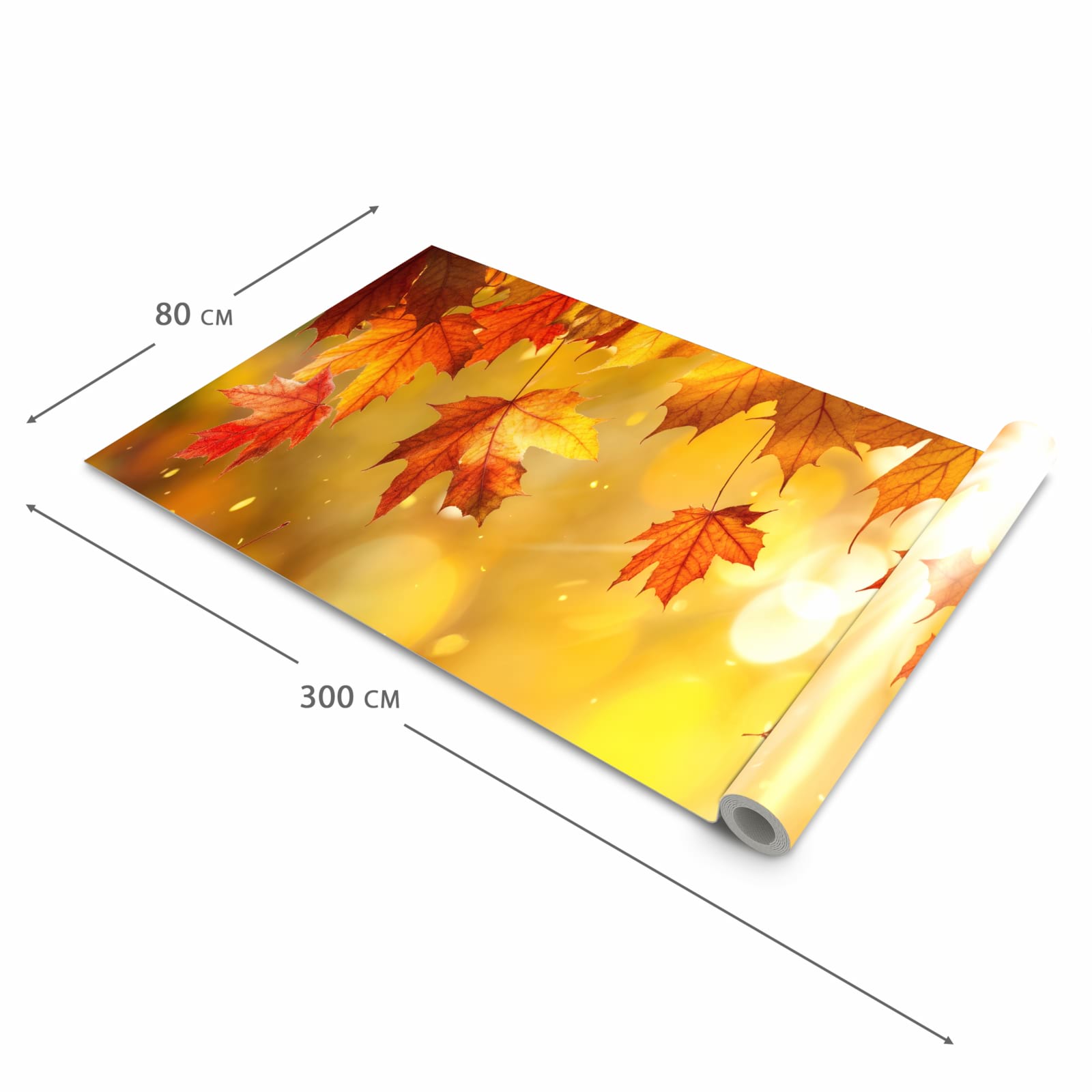 Rutschhemmender waschbarer Küchenläufer mit Motiv Herbstblätter Sonne in der Größe 60x180 cm