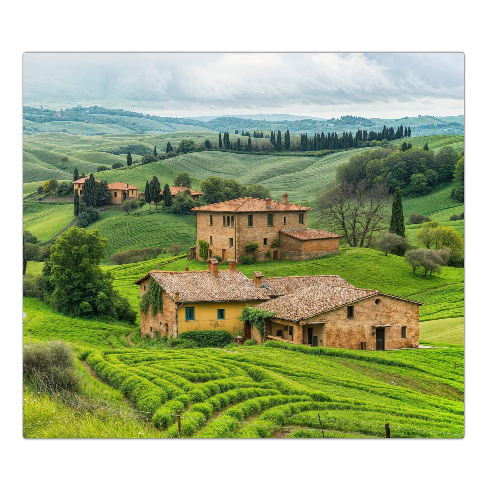 1-teilige Herdabdeckplatte aus Glas mit Landschaft Italien-Motiv in der Frontansicht