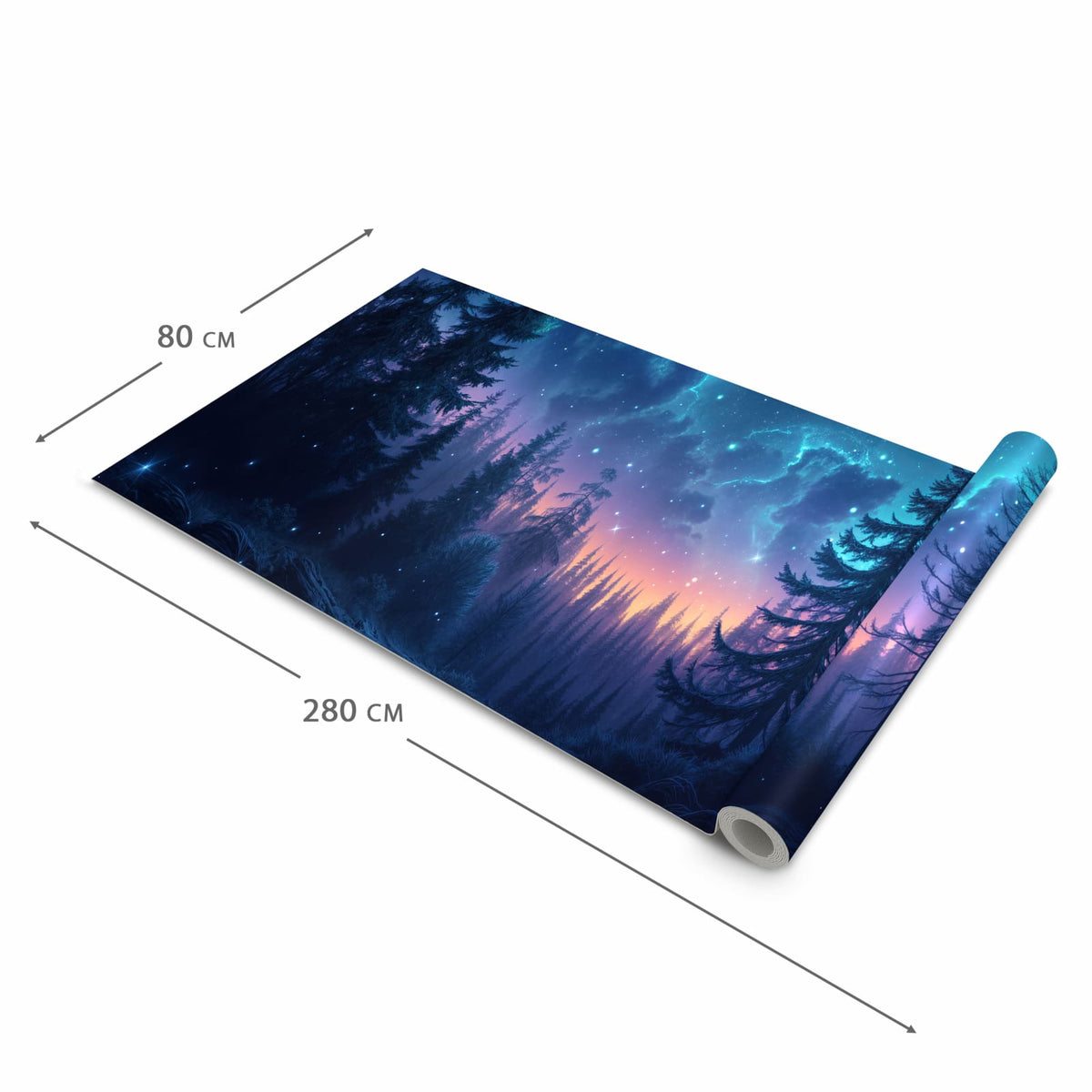 Pflegeleichter Küchenläufer mit Motiv Nachthimmel Wald in der Grösse 60x150 cm