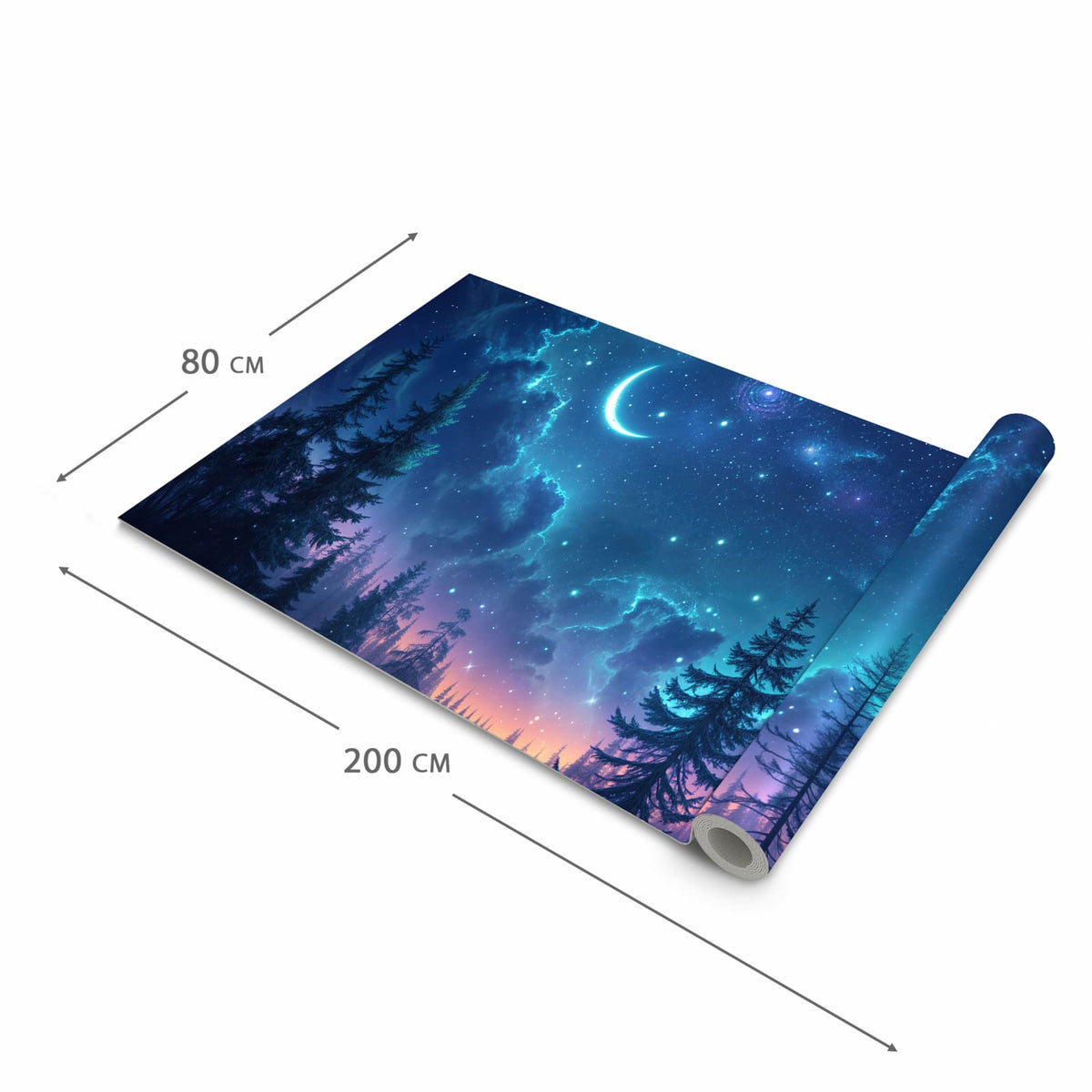 Komfortabler waschbarer Küchenteppich mit Motiv Nachthimmel Wald in der Grösse 60x150 cm