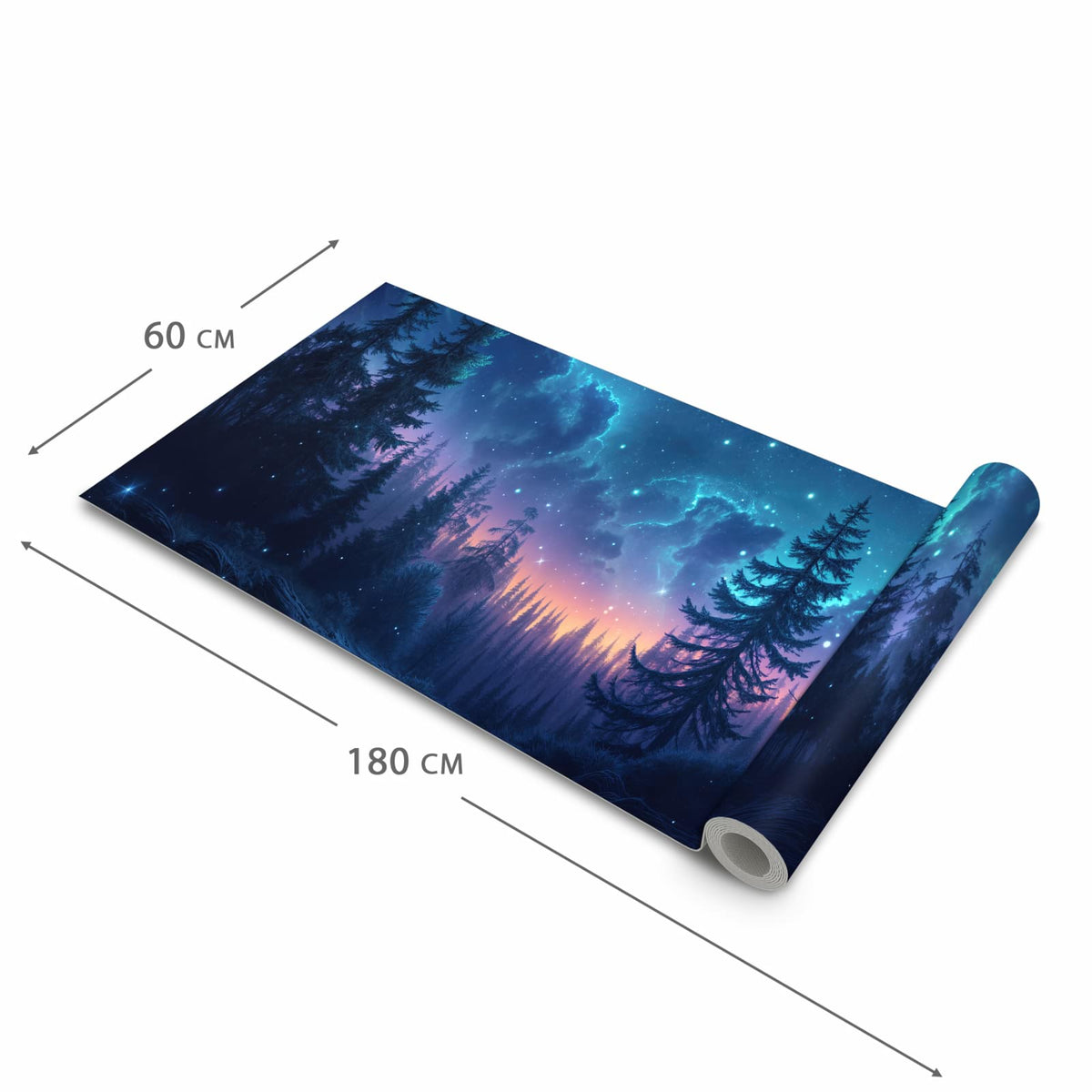 Schmutzabweisender Läufer für die Küche mit Motiv Nachthimmel Wald in der Grösse 60x120 cm