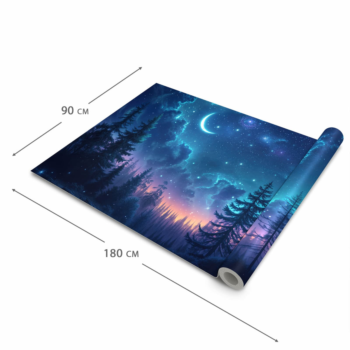 Hygienischer Küchenläufer mit Motiv Nachthimmel Wald in der Grösse 60x150 cm