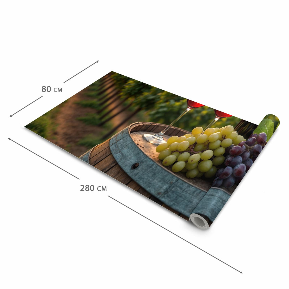 Geräuschdämpfender Küchenteppich mit Motiv Weinlandschaft in der Grösse 60x120 cm