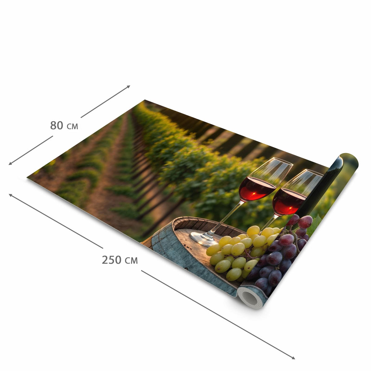 Zeitsparender Küchenteppich mit Motiv Weinlandschaft in der Grösse 60x120 cm