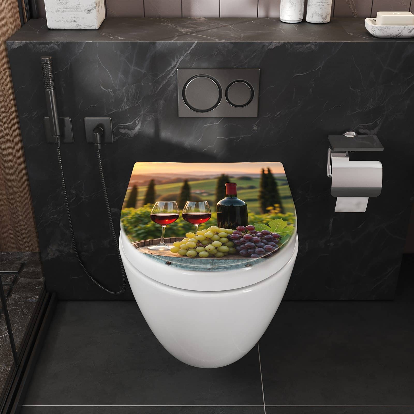 WC-Sitz mit Absenkautomatik Weinlandschaft