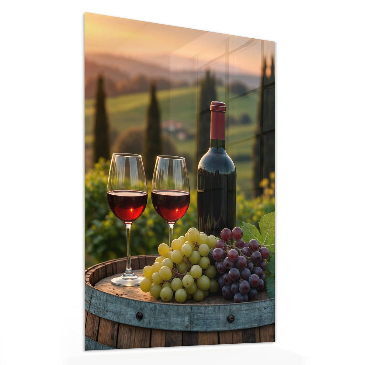 11 Größen – von 30 × 60 bis 60 × 150 cm – Wandbild - Rotwein im Weinberg - Hochformat