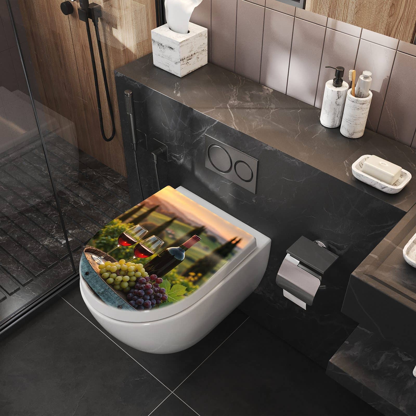 WC-Sitz mit Absenkautomatik Weinlandschaft