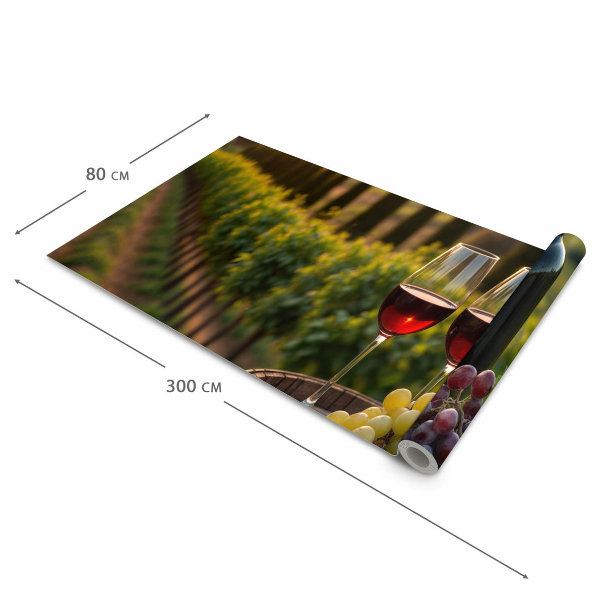 Abriebfester Küchenteppich mit Motiv Weinlandschaft in der Grösse 60x120 cm