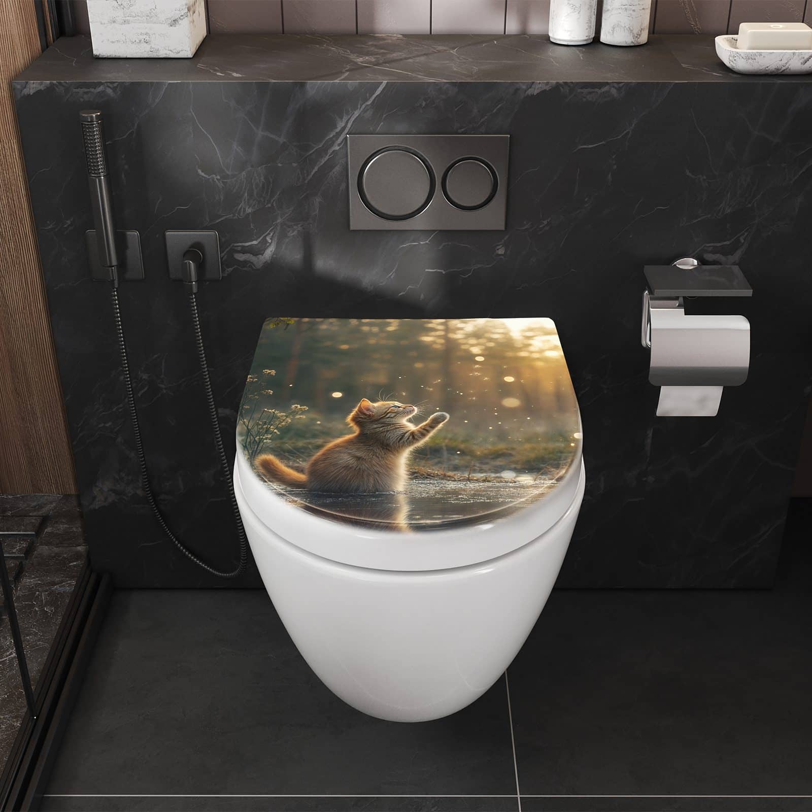 WC-Sitz mit Absenkautomatik Katze mit Marienkäfer