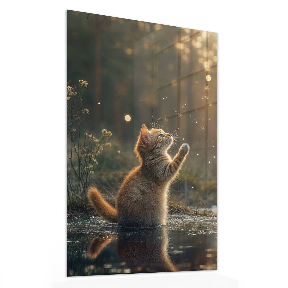 11 Größen – von 30 × 60 bis 60 × 150 cm – Wandbild - Kätzchen im Gegenlicht - Hochformat