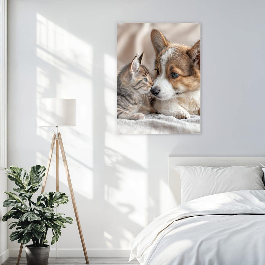 Maße Wandbild - Welpe und Kätzchen - Hochformat