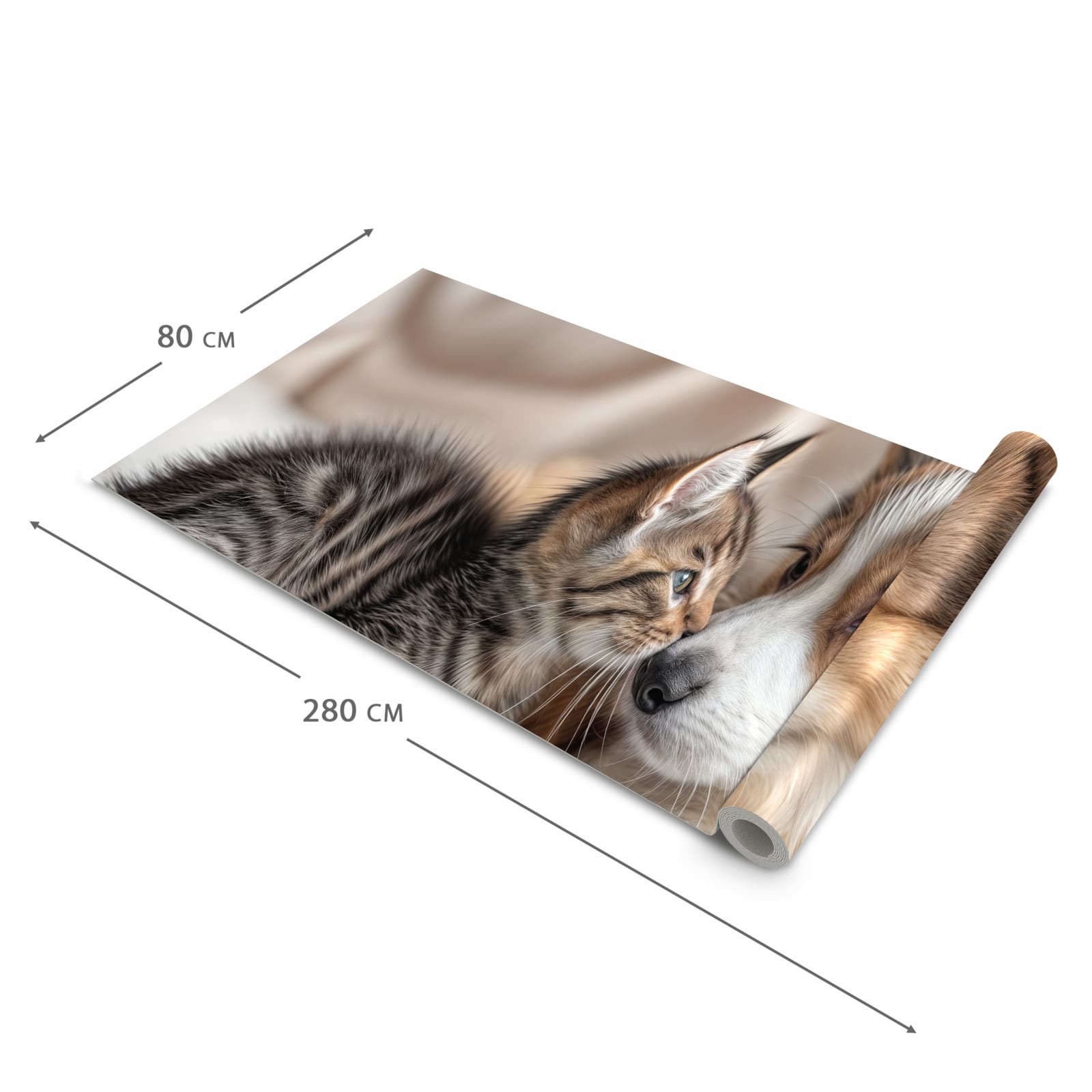 Abriebfester Läufer Küche mit Motiv Welpe und Kätzchen in der Grösse 60x90 cm