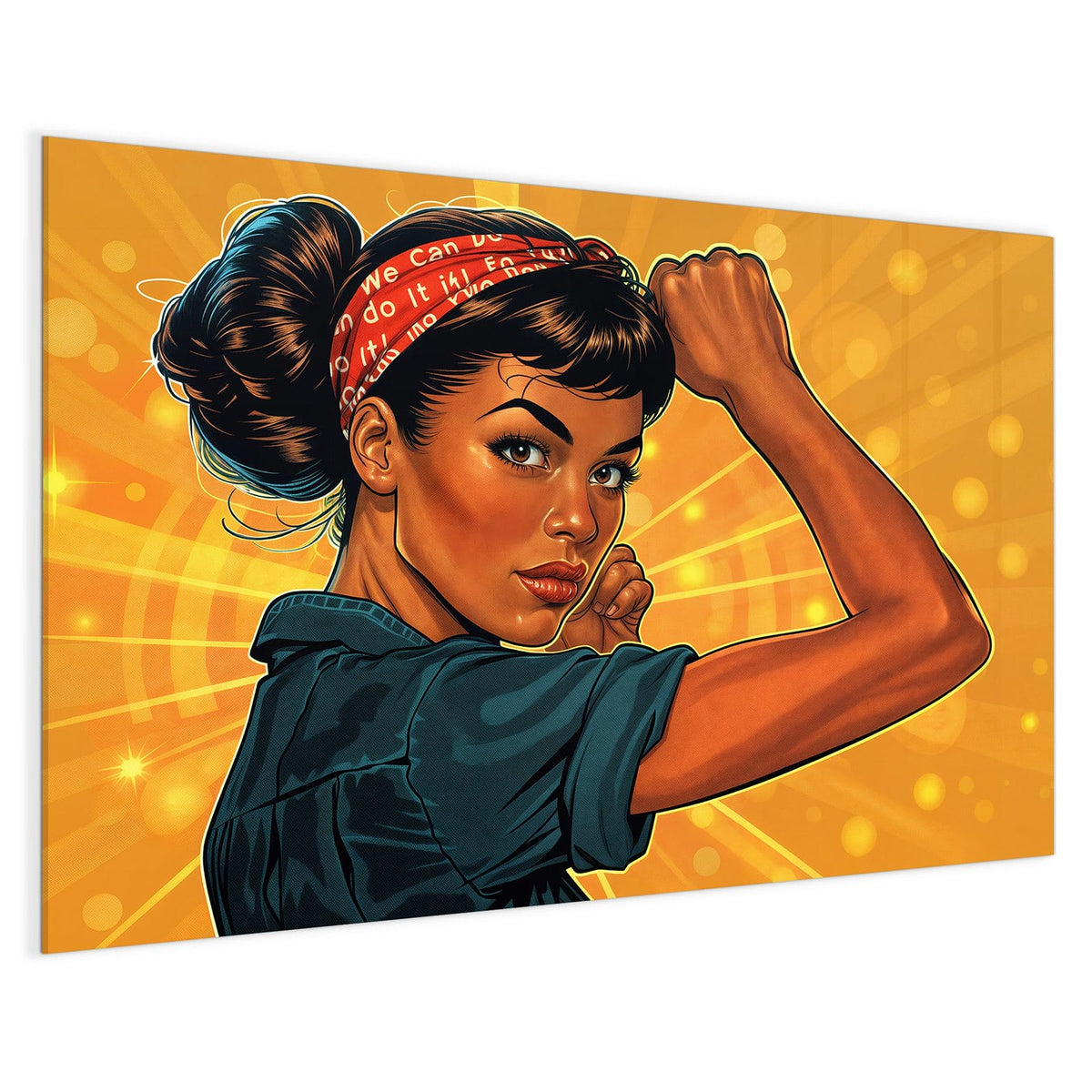 4 mm Glas statt lackiertem Blech – Magnettafel - Starke Frau in Pop Art