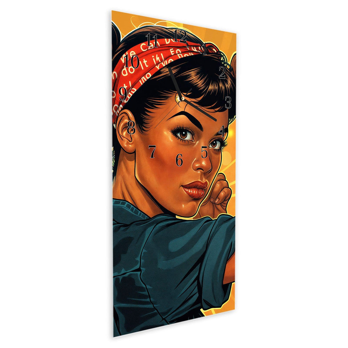 Vormontiert – mit Schwebeeffekt – Wanduhr Motivationsposter aus Glas – Hochformat 30 × 60 cm
