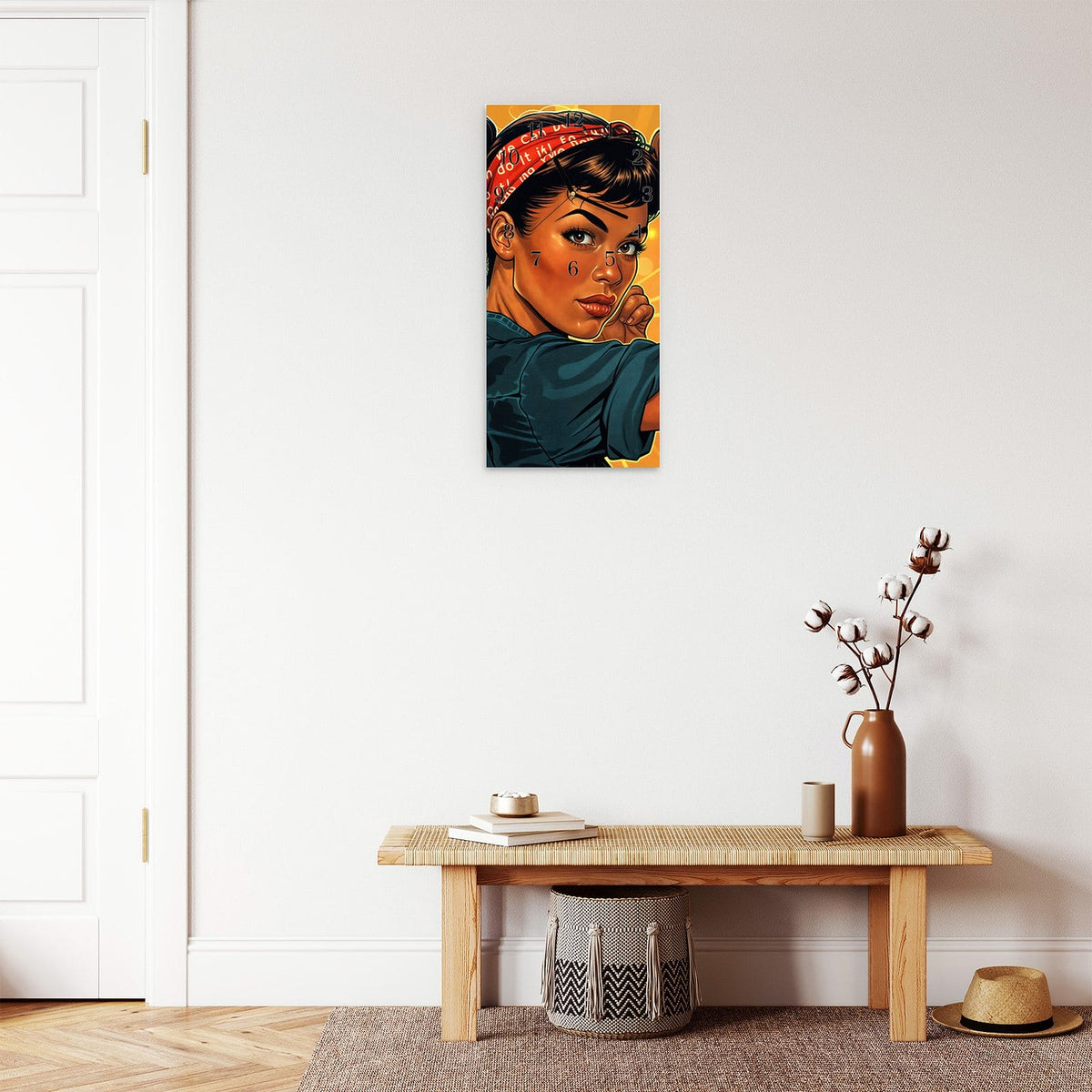 Moderne Wanduhr aus Glas mit Farbtiefe – Wanduhr Motivationsposter aus Glas – Hochformat 30 × 60 cm