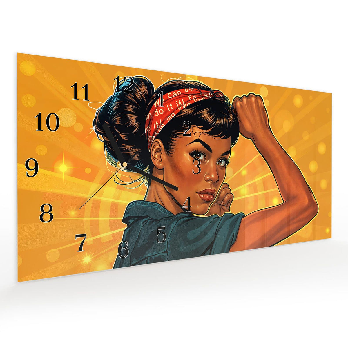 Vormontiert – mit Schwebeeffekt – Wanduhr Motivationsposter aus Glas – Querformat 60 × 30 cm