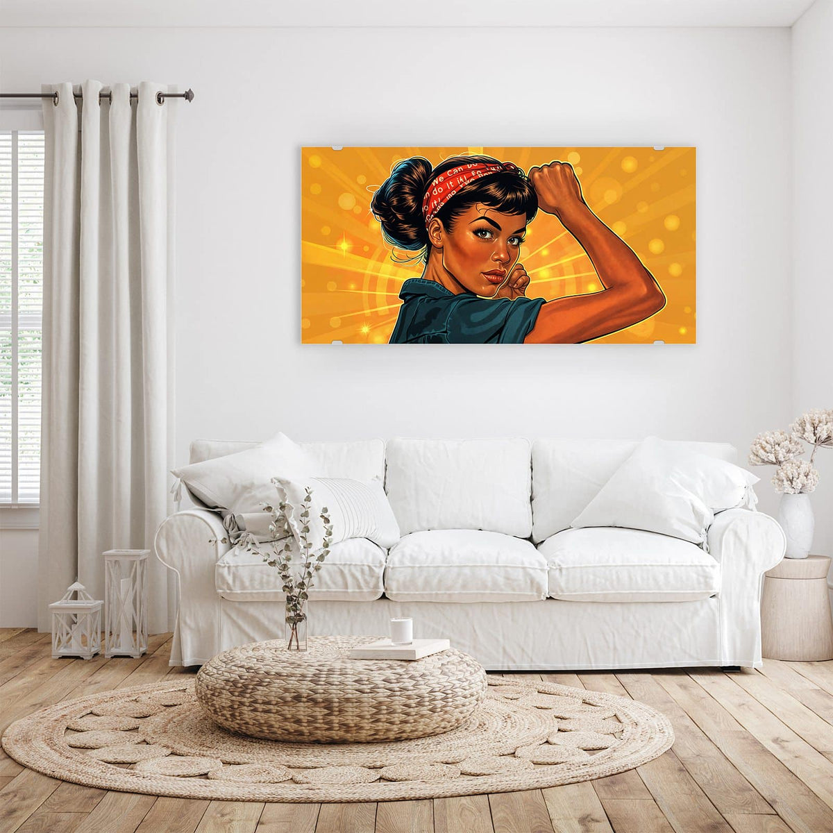 Aufhängung liegt bei – Motiv später wechselbar – Wandbild - Starke Frau in Pop Art - Querformat