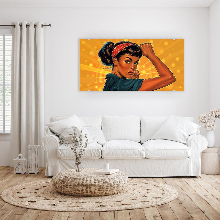 Maße Wandbild - Starke Frau in Pop Art - Querformat