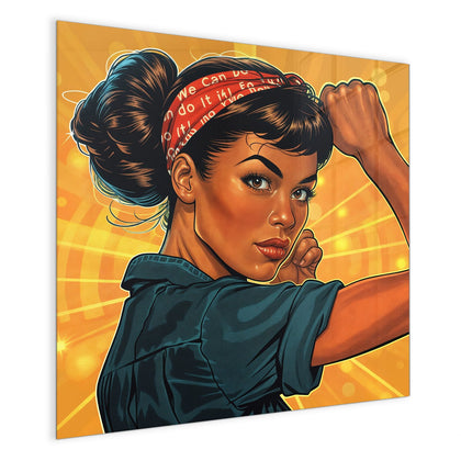Magnettafel mit dem Motiv Starke Frau in Pop Art